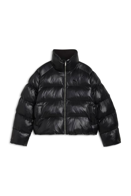 Shiny Puffer Jacket Black Women Jacket