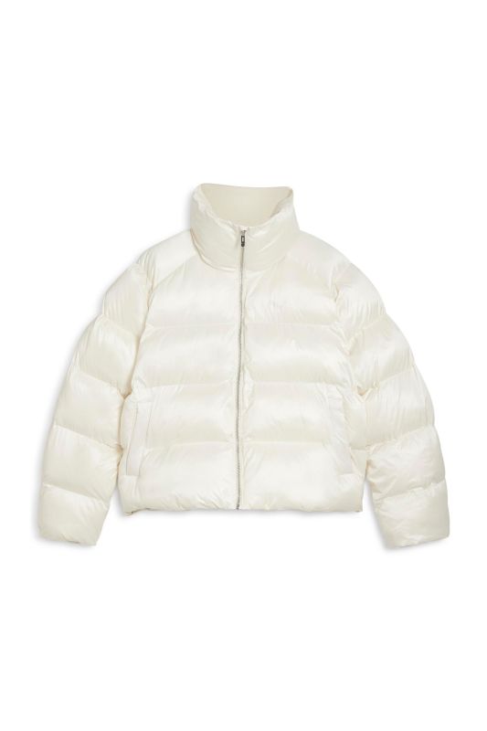 Shiny Puffer Jacket White Women Jacket