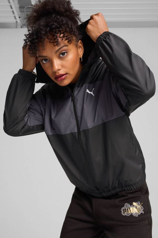 Mesh lined Windbreaker Black Women Jacket