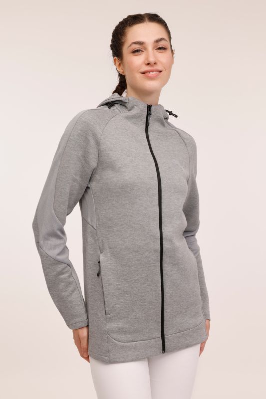 EVOSTRIPE Full-Zip Hoodie Gray Women Jacket