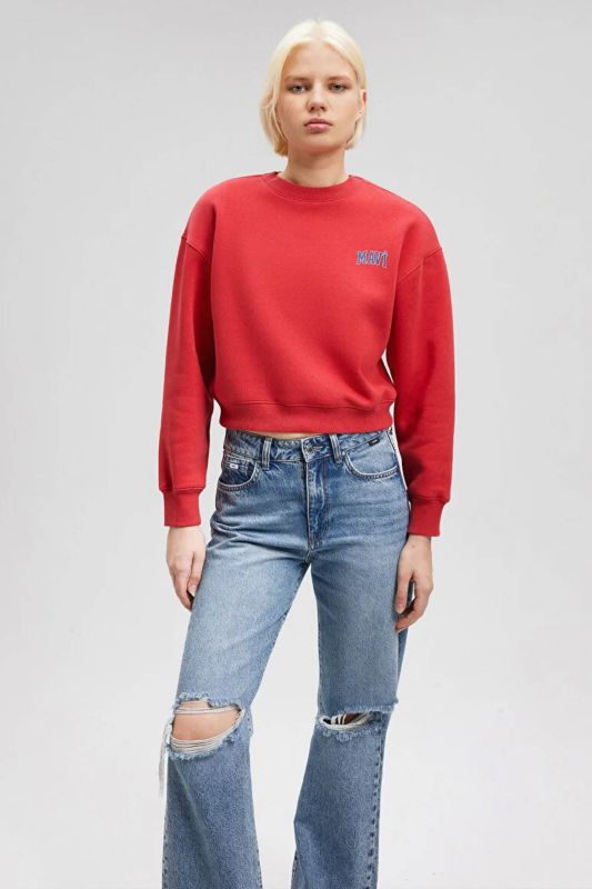 LOGO SHORT SWEATSHIRT Red Women's Sweatshirt