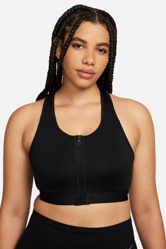 W NK DF SWSH ZIP FRONT BR Black Women Bra