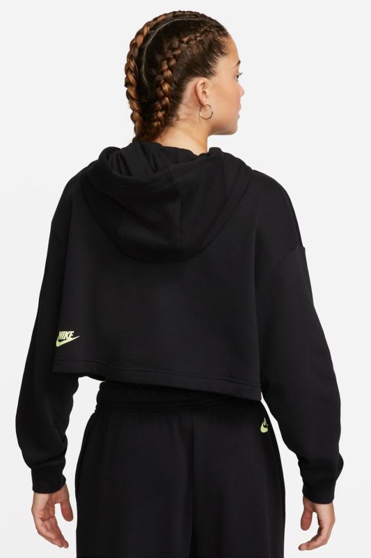 W NSW FLC PO HOODIE CROP Black Women's Sweatshirt