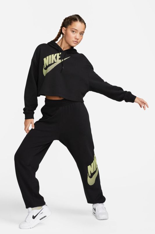 W NSW FLC PO HOODIE CROP Black Women's Sweatshirt