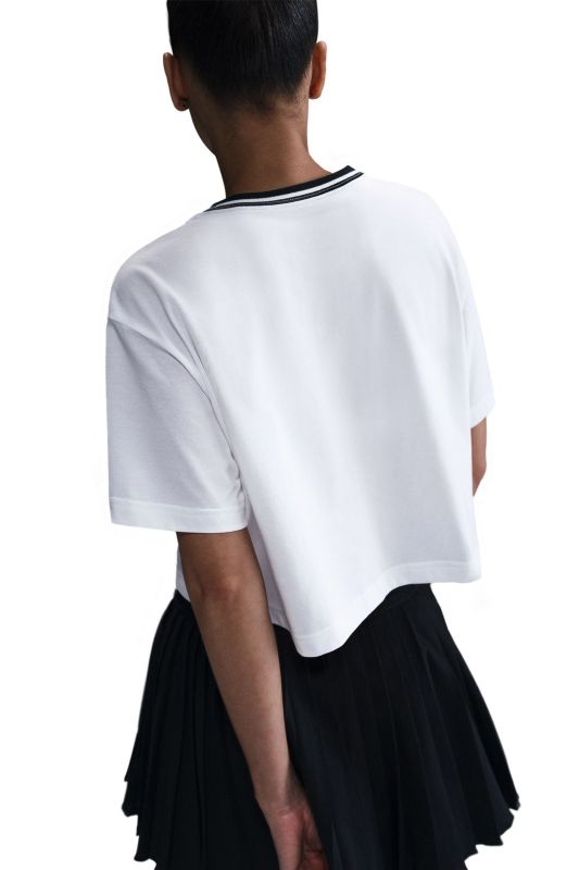 W NK DF HERTAGE SS CROP T White Women's Short Sleeve T-Shirt