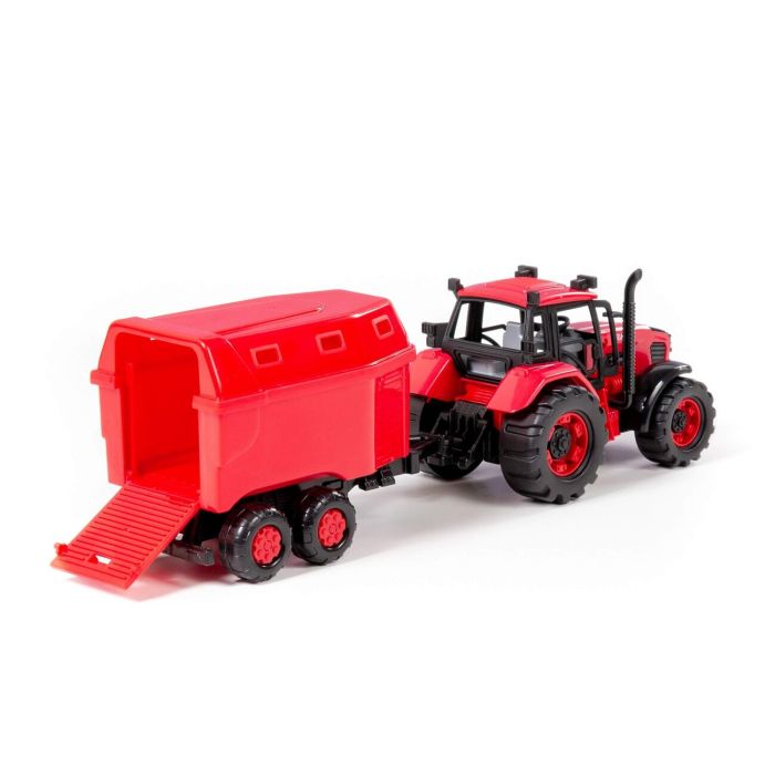 323101 Polesie Tractor Progress with flatbed trailer and inertial bucket (green) (in a box)