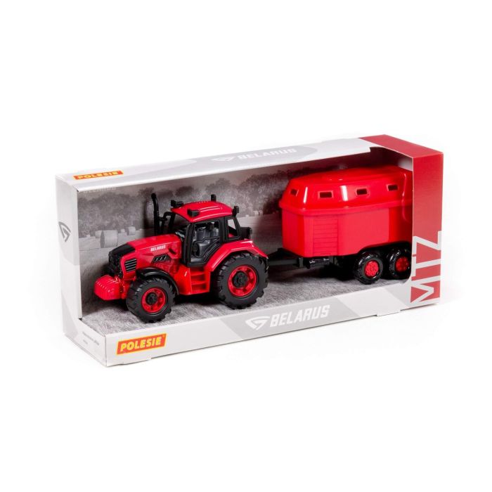 323101 Polesie Tractor Progress with flatbed trailer and inertial bucket (green) (in a box)