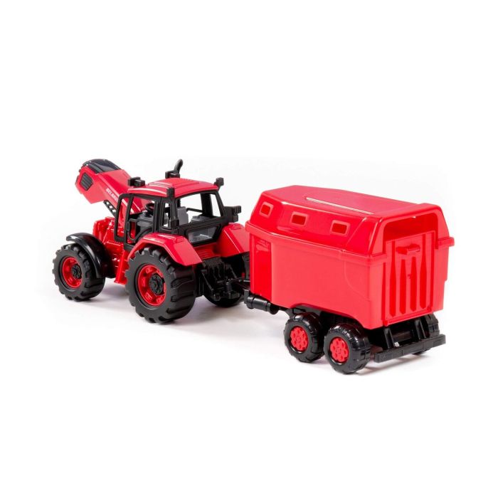 323101 Polesie Tractor Progress with flatbed trailer and inertial bucket (green) (in a box)