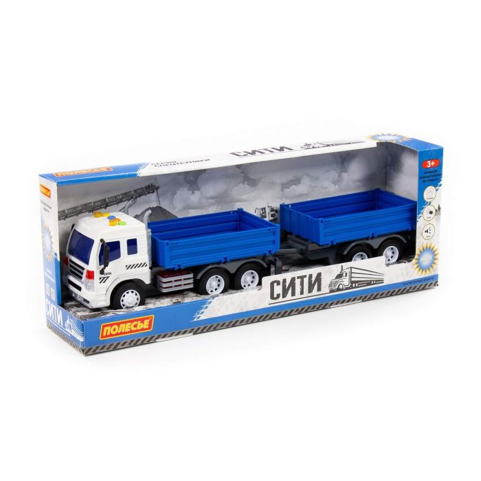 323148 Polesie Profi, car-truck with trailer inertial (with light and sound) (red and white) (in a box)