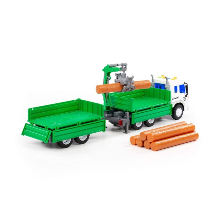 323228 Polesie City, flatbed car with a bucket inertial (with light and sound) (orange) (in a box)