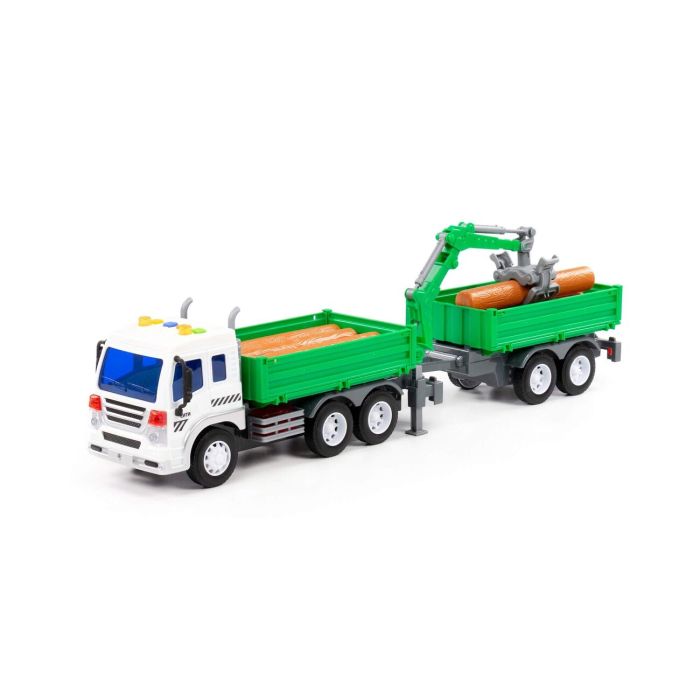 323228 Polesie City, flatbed car with a bucket inertial (with light and sound) (orange) (in a box)