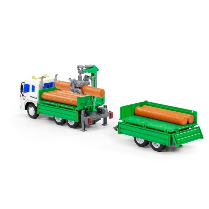 323228 Polesie City, flatbed car with a bucket inertial (with light and sound) (orange) (in a box)