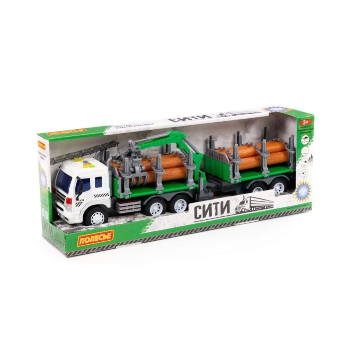 323231 Polesie City, inertial forestry truck (with light and sound) (green) (in a box)