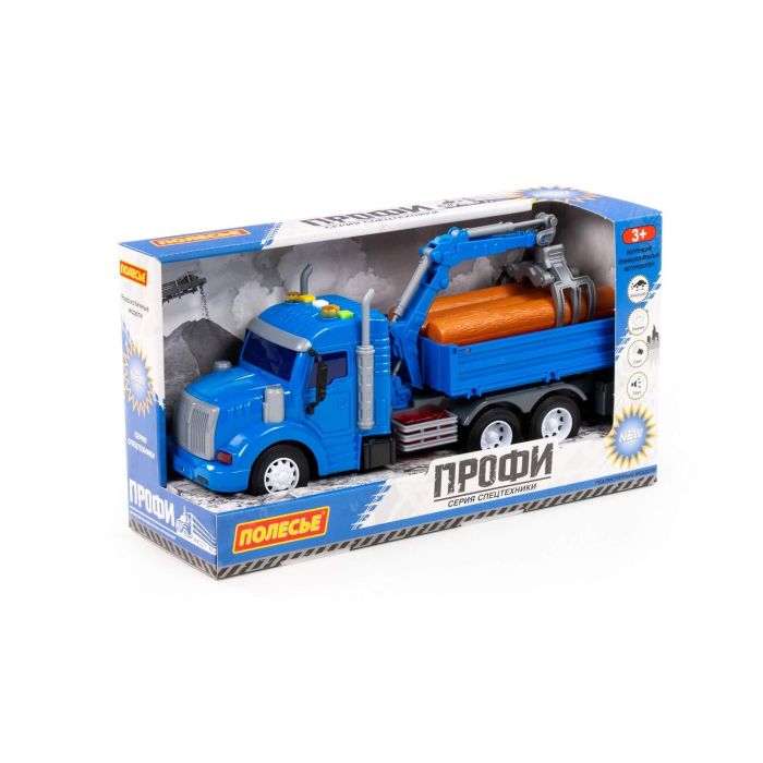 323247 Polesie Profi, flatbed car with inertial bucket (with light and sound) (orange) (in the box)