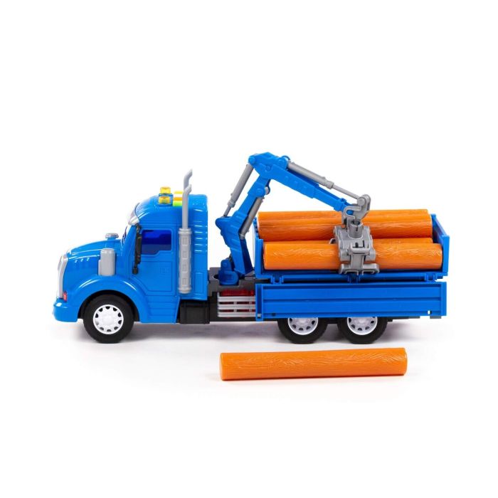 323247 Polesie Profi, flatbed car with inertial bucket (with light and sound) (orange) (in the box)