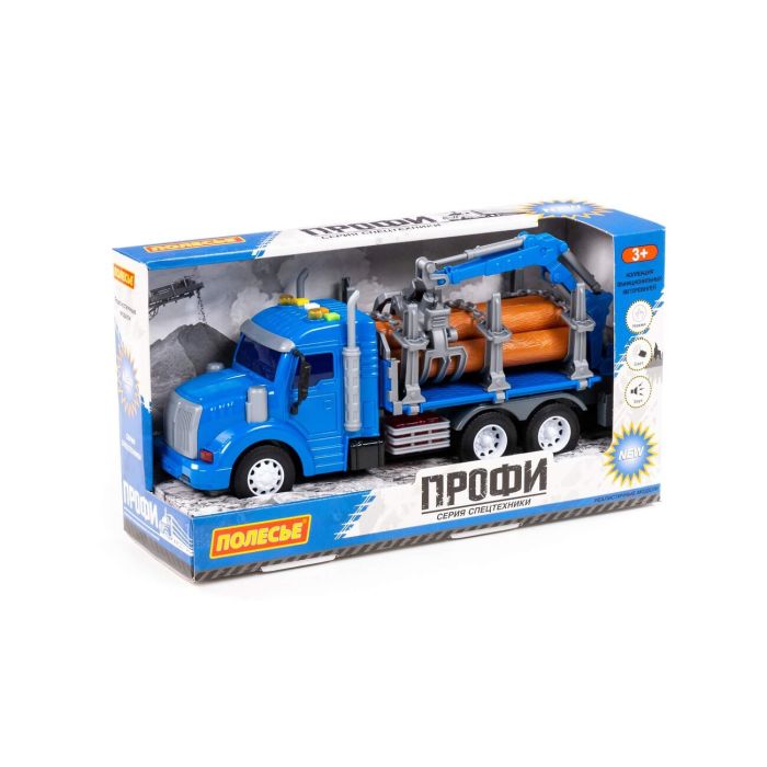 323251 Polesie Profi, inertial flatbed car with manipulator and trailer (with light and sound) (green) (in a box)