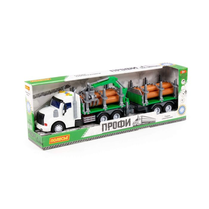 323254 Polesie Profi, inertial forestry truck with trailer (with light and sound) (blue) (in a box)