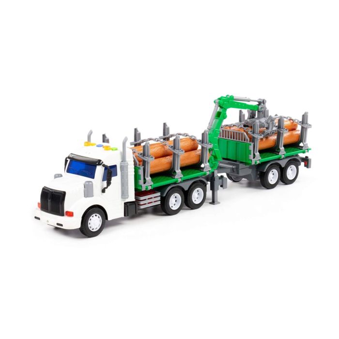 323254 Polesie Profi, inertial forestry truck with trailer (with light and sound) (blue) (in a box)