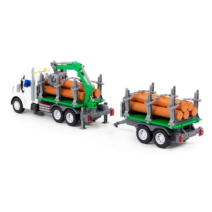 323254 Polesie Profi, inertial forestry truck with trailer (with light and sound) (blue) (in a box)