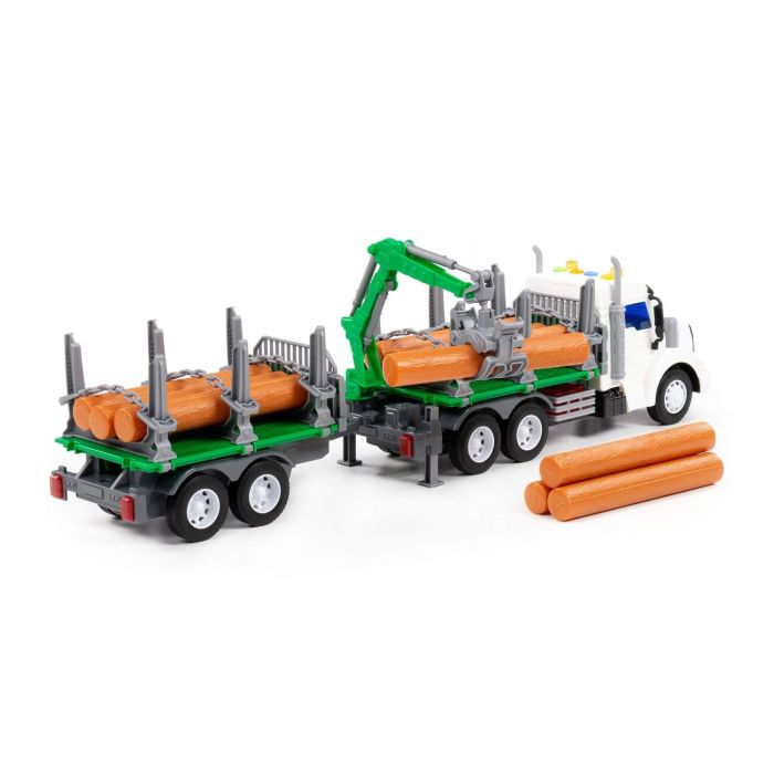 323254 Polesie Profi, inertial forestry truck with trailer (with light and sound) (blue) (in a box)