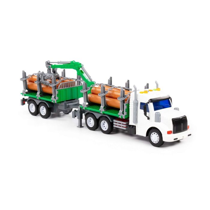 323254 Polesie Profi, inertial forestry truck with trailer (with light and sound) (blue) (in a box)