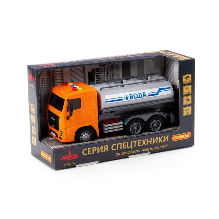 413043 Polesie MAZ, dump truck inertial (with light and sound) (orange) (in the box)