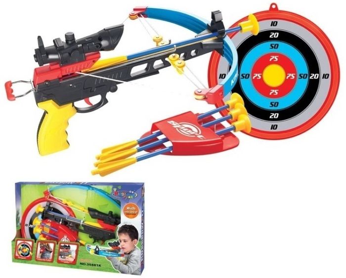 Crossbow with suction cup arrows