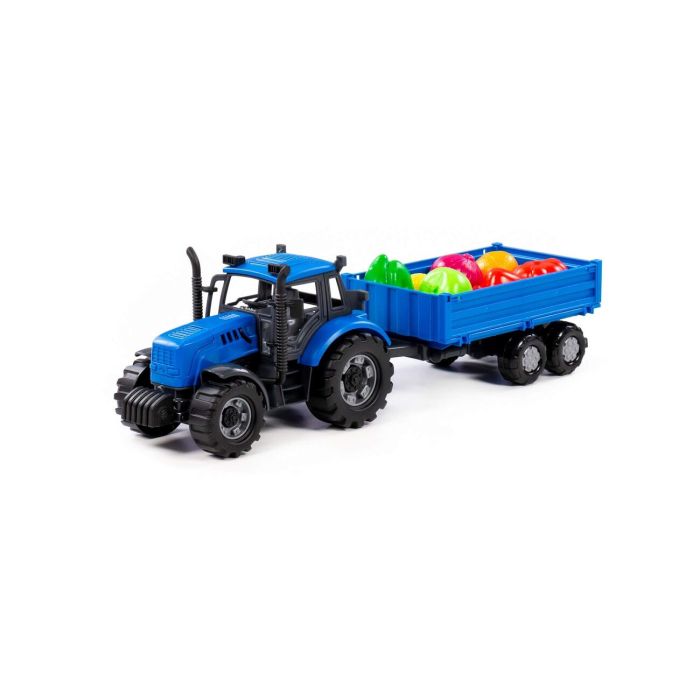 435039 Polesie Tractor Progress with inertial trailer (blue) + constructor Maxi (6 elements) (in a box)