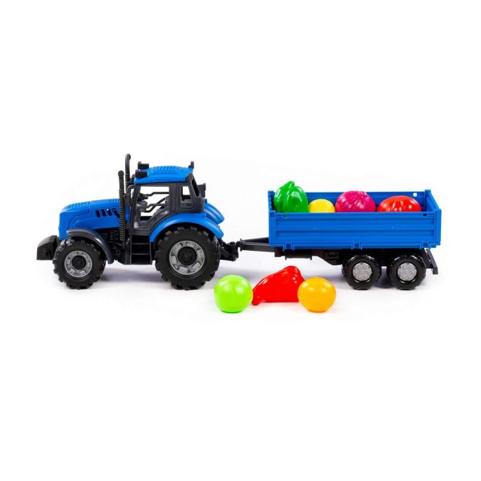 435039 Polesie Tractor Progress with inertial trailer (blue) + constructor Maxi (6 elements) (in a box)