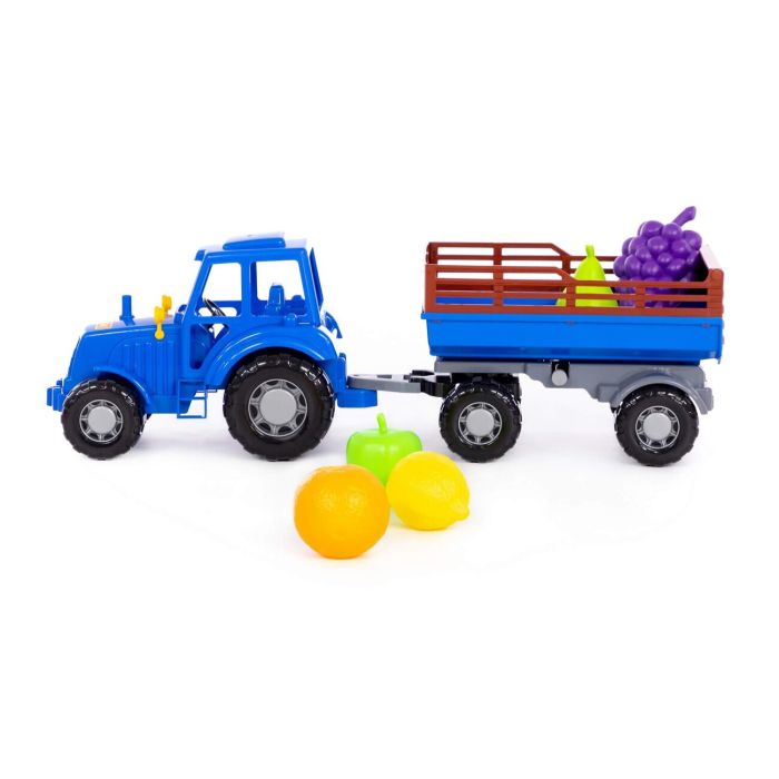 435041 Polesie Tractor Altai (blue) with trailer Ь1 + a set of tools (8 elements) (in a grid)