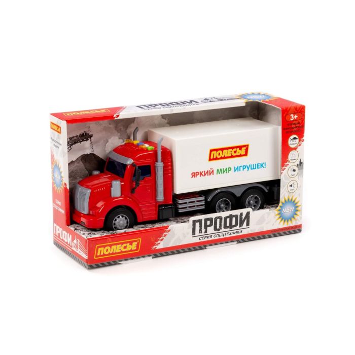 459095 Polesie Profi, the car with an elevator inertial (with light and sound) (orange) (in the box)