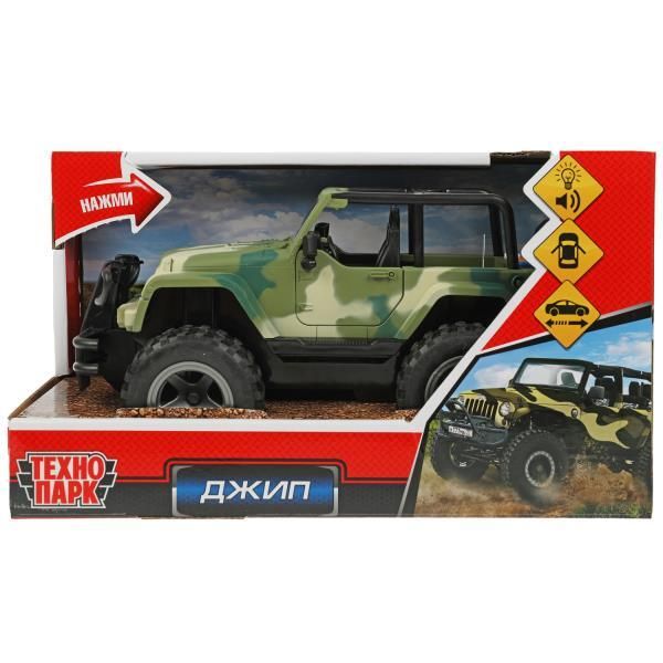 CAR TECHNOPARK PLASTIC. INERT. JEEP 22CM, LIGHT + SOUND, OPENING DOORS IN RUSSIAN. BOX.