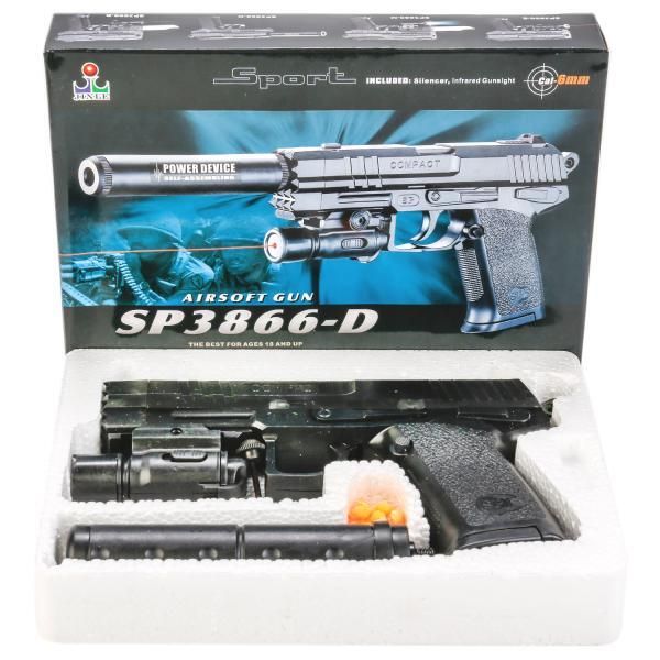 Pistol with laser sight, with silencer SP3866-D