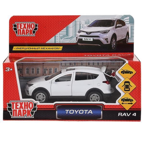 Metal car TOYOTA RAV4 12 cm long, doors, luggage, inertz, white, kor. Technopark