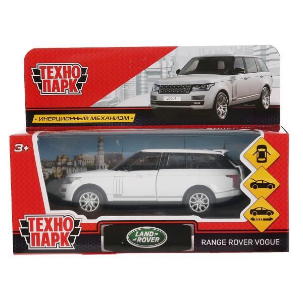 Metal car RANGE ROVER VOGUE 12 cm long, doors, luggage, inertz, white, cor. Technopark