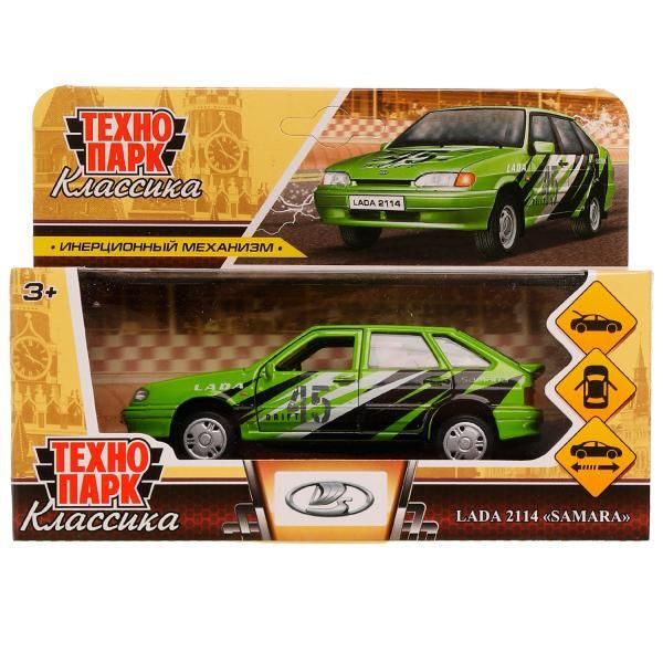 Metal car LADA -2114 SAMARA SPORT, 12 cm, doors, bug, in, green, cor. Technopark