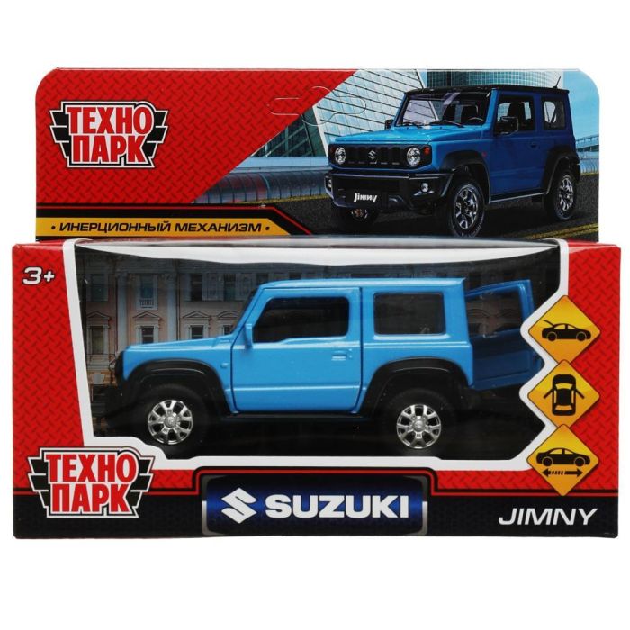 Metal car SUZUKI JIMNY 11,5 cm, doors, luggage, inertz, blue, cor. Technopark