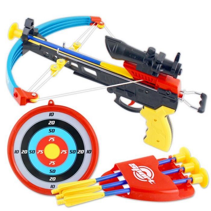 Game set crossbow Shooter with laser sight, 3 arrows with suction cups, quiver and target