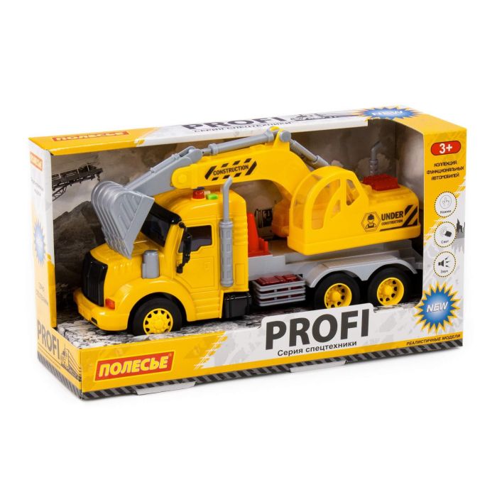 Profi, inertial excavator car (with light and sound) (yellow) (in a box)