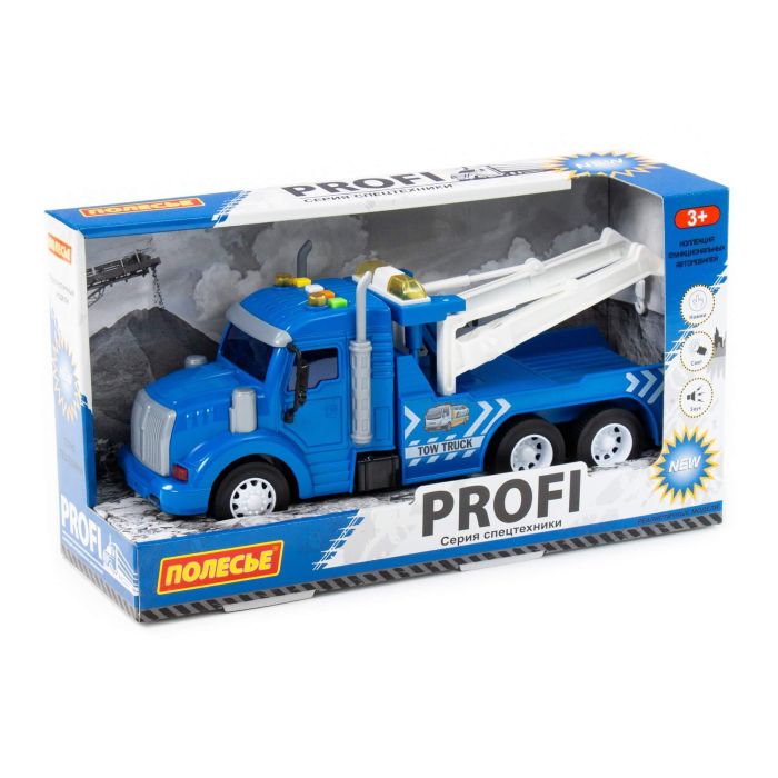 Profi, inertial wrecker car (with light and sound) (blue) (in a box)