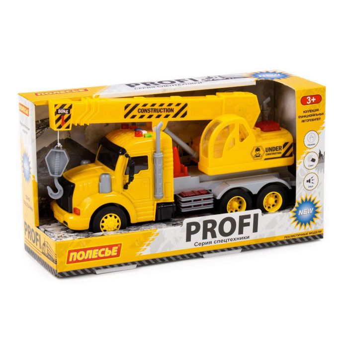 Profi, inertial crane car (with light and sound) (yellow) (in a box)