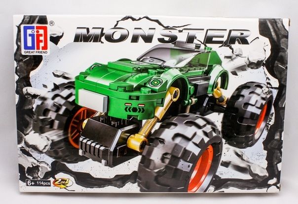 Constructor - car  Monster  2in1 green, 114 pieces