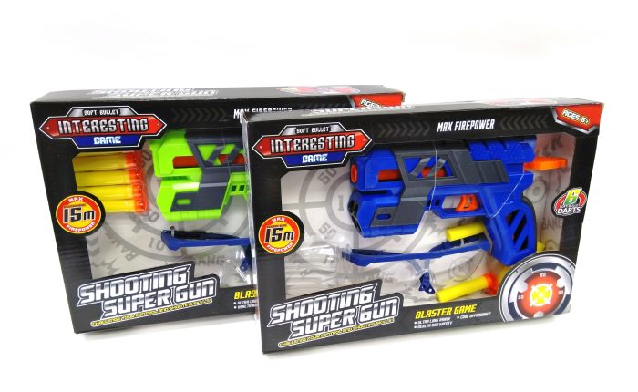 Blaster with soft bullets Shooting super gun 6 bullets + glasses