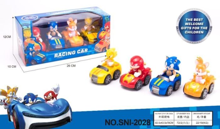 Play set of cars with a figure  Super hedgehog  4 in 1