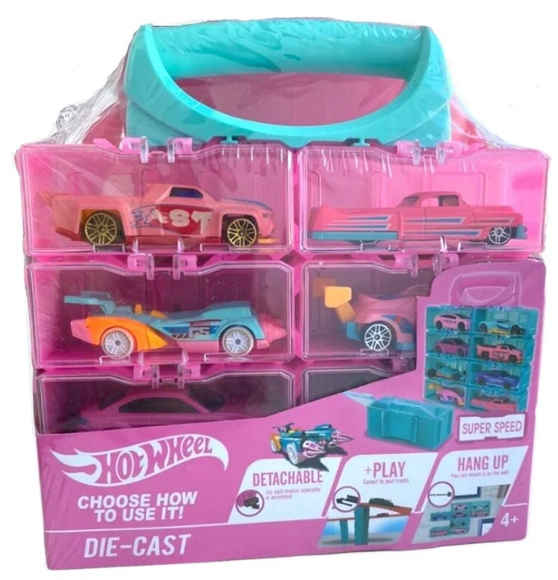 Set of racing cars  Hot Wheel :Pink Series  in a case , 8 pieces