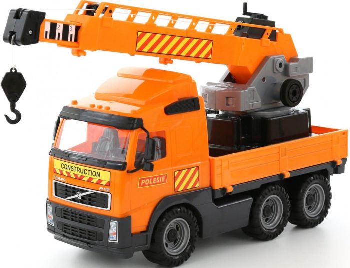 Volvo, a crane car with a turntable (in a net)